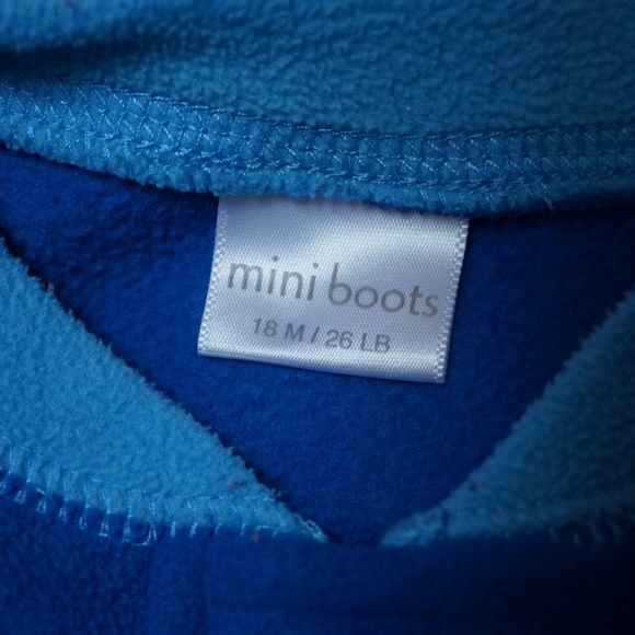 Boys Size 18mos Mini Boots Blue Fleece 1-piece PJs - Picture 2 of 3